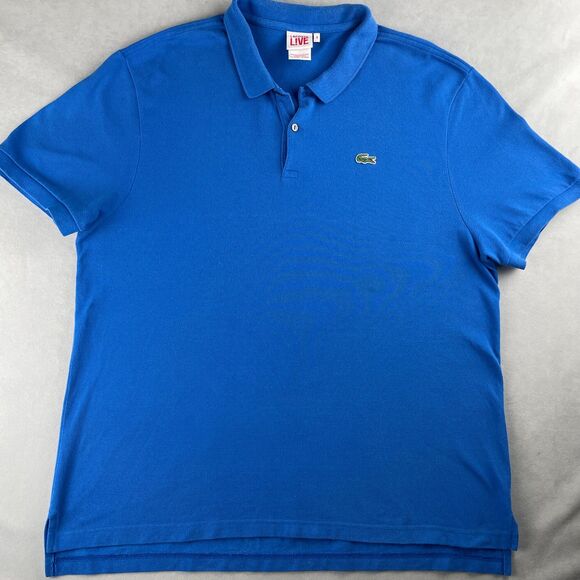 Lacoste Other - Lacoste Live Polo Shirt Mens Size 9 Blue Classic Croc Logo Casual Preppy Peru